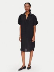 Gant Sukienka letnia 4503433 Czarny Relaxed Fit. Czarne sukienki damskie GANT, na lato, bez wzorów, ze lnu, bez kołnierzyka, bez ramiączek. Za 379.99 zł.