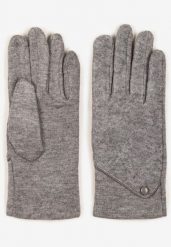 Szare Dzianinowe Rękawiczki Eleganckie z Ozdobnym Guzikiem Senindra. Szare rękawiczki damskie Renee, bez wzorów, z dzianiny, eleganckie. Za 24.99 zł.