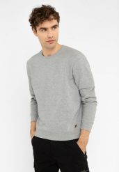 Gładka bluza B-ANDY. Szare bluzy męskie Volcano, l, bez wzorów, z bawełny, bez kaptura. Za 139.99 zł.