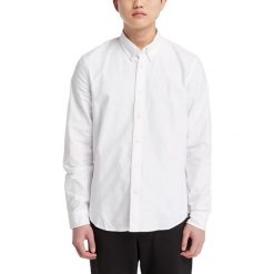 Koszulka Męska Timberland Oxford. Białe koszule męskie Timberland, m, bez wzorów, bez kołnierzyka, bez ramiączek. W wyprzedaży za 359.30 zł.