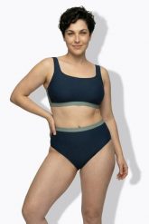 Damskie Bikini faktura w muszelki miękkie miseczki regulowane ramiączka. Niebieskie bikini damskie Ulla Popken, plus size, bez wzorów, plus size. Za 191.99 zł.