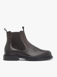 Ciemnobrązowe skórzane sztyblety. Brązowe botki męskie Ryłko, bez wzorów, ze skóry, eleganckie, bez zapięcia. Za 599.99 zł.