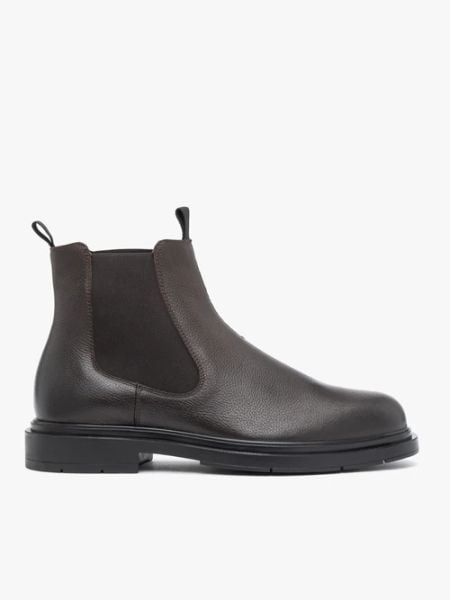 Ciemnobrązowe skórzane sztyblety. Brązowe botki męskie Brawo sp. z o.o., ze skóry, eleganckie, bez zapięcia. Za 599.99 zł.