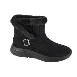 Buty zimowe damskie, Skechers Go Walk Arch Fit - True Embrace. Czarne obuwie sportowe damskie Skechers, bez wzorów, z materiału. Za 379.99 zł.