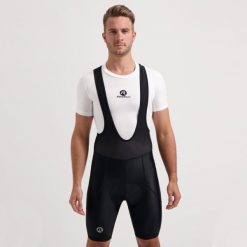 Spodenki rowerowe męskie Rogelli BASIC DE LUXE na szelkach. Czarne krótkie spodenki sportowe męskie Rogelli, m, bez wzorów, rowerowe. W wyprzedaży za 168.00 zł.