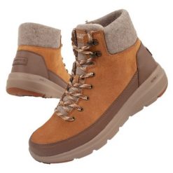 Buty sportowe Skechers 144204/CSNT brązowe. Brązowe obuwie sportowe damskie bez wzorów, ze skóry. Za 432.01 zł.