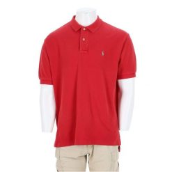 Second life - Polo Ralph Lauren koszulka męska z krótkim rękawem - Jak nowy. Czerwone koszulki polo męskie Ralph Lauren, l, bez wzorów, bez kołnierzyka, bez ramiączek, na golfa. Za 127.76 zł.