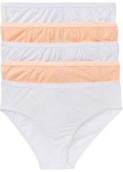 Figi maxi (5 par). Białe figi damskie bonprix, bez wzorów. Za 69.99 zł.