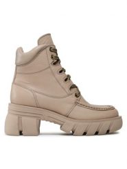 Badura Botki 222FW31 Beżowy. Brązowe botki damskie Badura, ze skóry, bez obcasa, na słupku, bez zapięcia. Za 449.99 zł.