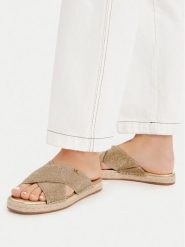 MICHAEL Michael Kors Klapki Kenzie 40S6KZFS3D Złoty. Żółte espadryle damskie MICHAEL Michael Kors, bez wzorów, z materiału, bez obcasa, bez zapięcia. Za 313.99 zł.