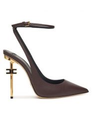 Elisabetta Franchi Szpilki SA-26B-51E2 Brązowy. Brązowe szpilki damskie Elisabetta Franchi, bez wzorów, ze skóry, bez obcasa, bez zapięcia. Za 1,899.00 zł.