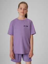 4F T-shirt regular z nadrukiem dziecięcy 4F JUNIOR x Robert Lewandowski - fioletowy 158 (12-13 lat). Fioletowe t-shirty i topy dla dziewczynek 4f, bez wzorów, z bawełny, bez ramiączek. Za 59.99 zł.