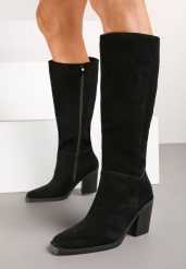 Czarne Kozaki na Obcasie ze Skóry Naturalnej Reanoria. Czarne kozaki damskie Born2be, z jeansu, bez obcasa, na obcasie. Za 269.99 zł.