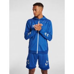 Poliestrowa bluza z kapturem zapinana na zamek Hummel Lead. Niebieskie bluzy męskie Hummel, xl, bez wzorów, z kapturem, na fitness i siłownię. W wyprzedaży za 239.55 zł.