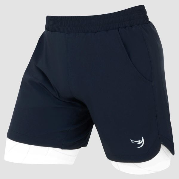 Spodenki treningowe męskie FUMETSU Icon Dual Layer Training. Niebieskie krótkie spodenki sportowe męskie FUMETSU, m, bez wzorów. Za 229.99 zł.