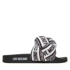 Klapki LOVE MOSCHINO. Białe klapki damskie Love Moschino, bez wzorów, bez obcasa. Za 419.99 zł.