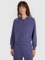 4F Bluza dresowa rozpinana z modalem damska - granatowa XL. Niebieskie bluzy sportowe damskie 4f, uniwersalny, bez wzorów, z dresówki, z kapturem. W wyprzedaży za 189.99 zł.