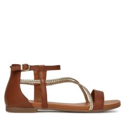 Sandały Tamaris. Brązowe sandały damskie Tamaris, bez wzorów, bez obcasa, na płaskiej podeszwie, bez zapięcia. Za 299.99 zł.