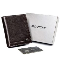 Portfel skórzany Rovicky PC-106-BAR-6477 brązowy. Brązowe portfele męskie ROVICKY, bez wzorów, ze skóry. Za 74.00 zł.