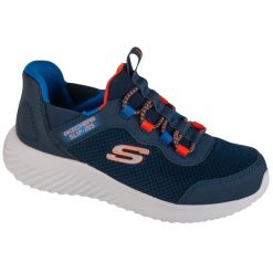 Buty sportowe Sneakersy dziewczęce, Slip-Ins: Bounder - Brisk-Burst. Niebieskie buty sportowe dziewczęce Skechers, bez wzorów, bez zapięcia, trekkingowe, Skechers Sport. Za 192.60 zł.