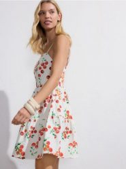 Bawełniana sukienka mini - wielobarwny. Sukienki damskie Reserved, l, bez wzorów, z bawełny, bez kołnierzyka, bez ramiączek, mini, rozkloszowane. Za 159.99 zł.