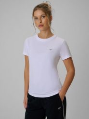 4F T-shirt regular gładki damski - biały XL. Białe t-shirty damskie 4f, uniwersalny, bez wzorów, z bawełny, klasyczne, bez kołnierzyka. Za 49.99 zł.