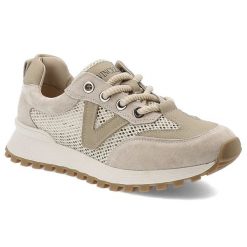Beżowe Sneakersy Vinceza Modne Obuwie Damskie. Brązowe obuwie sportowe damskie VINCEZA, bez wzorów, z materiału, eleganckie, bez obcasa, bez zapięcia. Za 179.90 zł.