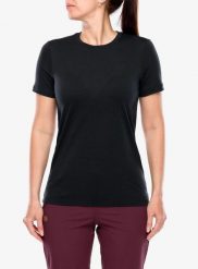 Koszulka merino damska Fjallraven Abisko Wool SS. Czarne t-shirty damskie Fjällräven, s, bez wzorów, z materiału, klasyczne, bez kołnierzyka. Za 291.49 zł.