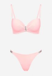 Jasnoróżowe Bikini z Usztywnianym Biustonoszem z Regulowanymi Ramiączkami Zdobione Cyrkoniami Sloella. Czerwone bikini damskie Born2be, s, z aplikacjami. Za 39.99 zł.
