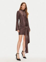 BARDOT Sukienka koktajlowa 59556DB Brązowy Slim Fit. Brązowe sukienki damskie Bardot, bez wzorów, z syntetyku, wizytowe, bez kołnierzyka, bez ramiączek. W wyprzedaży za 259.99 zł.