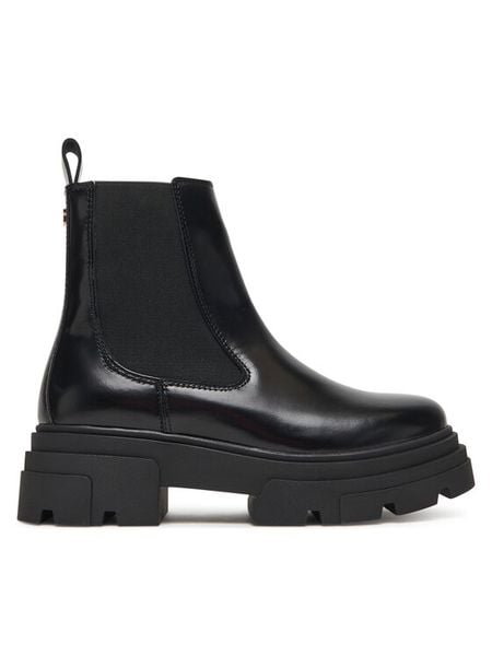 Tommy Hilfiger Sztyblety Shiny FW0FW09042 Czarny. Czarne botki damskie Tommy Hilfiger, ze skóry, bez obcasa, na płaskiej podeszwie, bez zapięcia. Za 749.99 zł.