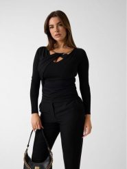 Marciano Guess Bluzka 6RGP06 6257A Czarny Slim Fit. Czarne bluzki damskie Marciano Guess, xl, z aplikacjami, z syntetyku, bez kołnierzyka, bez ramiączek. Za 559.99 zł.