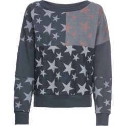 Bluza dresowa bonprix ciemnoszaro-szaro-brązowy marsala z nadrukiem. Szare bluzy damskie bonprix, bez wzorów, z dresówki, bez kaptura. Za 49.99 zł.