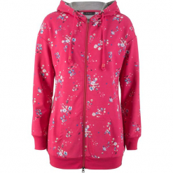 Bluza rozpinana z nadrukiem bonprix czerwień granatu z nadrukiem. Bluzy damskie bonprix. Za 79.99 zł.