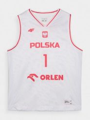 4F Koszulka reprezentacyjna dziecięca 4F x PZKOSZ 2024 - SOCHAN - biała 122/128 (6-8 lat). Białe t-shirty dla chłopców 4f, bez wzorów, z dzianiny, bez ramiączek. Za 169.99 zł.