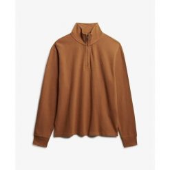 Sweter z prążkowanego materiału z zamkiem na szyi Superdry. Brązowe swetry przez głowę męskie Superdry., na zimę, m, bez wzorów, prążkowane, bez kołnierzyka. Za 284.00 zł.