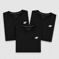 KOMPLET KOSZULEK MĘSKICH 4F ZESTAW 3PAK T-SHIRT XL TTSHM3341 CZARNY. Czarne t-shirty męskie 4f, m, bez wzorów, z bawełny, sportowe, bez kołnierzyka. Za 149.97 zł.