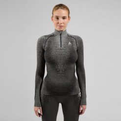 Bluza termoaktywna damska Odlo Blackcomb Eco BL Top Turtle Neck LS Half Zip. Czarne bielizna termoaktywna damska Odlo, bez wzorów, bez kaptura. Za 304.99 zł.