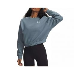 Bluza Damska UA Rival Fleece Piped Crew 6007035-587. Niebieskie bluzy damskie Under Armour, bez wzorów, bez kaptura. Za 129.99 zł.