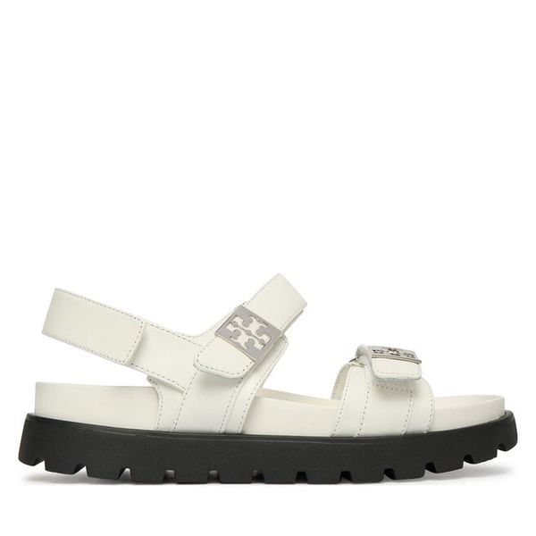 Sandały Tory Burch. Białe sandały damskie Tory Burch, bez wzorów, bez obcasa, na płaskiej podeszwie, bez zapięcia. Za 1,160.99 zł.