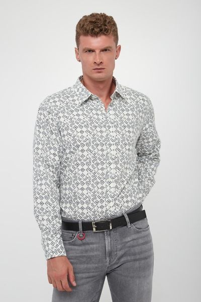 Koszula męska z wzorem Hanson3-W JOOP! JEANS. Koszule męskie JOOP! Jeans, m, bez wzorów, z jeansu, bez kołnierzyka, bez ramiączek. Za 459.00 zł.