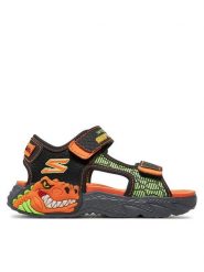Skechers Sandały Creature-Splash- 400614L/BKOR Czarny. Czarne sandały chłopięce Skechers, ze skóry, bez zapięcia. Za 142.99 zł.