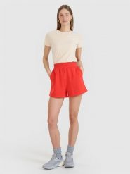 4F Spodenki dresowe damskie - czerwone XXL. Czerwone szorty sportowe damskie 4f, l, bez wzorów, z bawełny, sportowe. Za 59.99 zł.