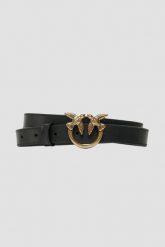 PINKO Czarny pasek damski Love Berry H2 Belt, Rozmiar S. Czarne paski damskie Pinko, bez wzorów. W wyprzedaży za 305.99 zł.