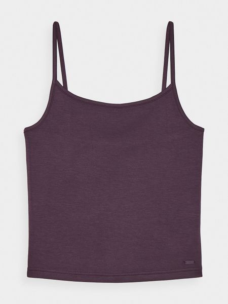 4F Crop-top slim gładki z modalem damski - fioletowy XL. Fioletowe koszulki sportowe damskie 4f, xl, bez wzorów, z dzianiny, bez kołnierzyka, bez ramiączek. W wyprzedaży za 29.99 zł.