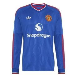 Długi rękaw koszulka wyjazdowa Manchester United 2026/27. Niebieskie bluzki z długim rękawem męskie Adidas, s, bez wzorów, z dzianiny, klasyczne, bez kołnierzyka. Za 474.00 zł.