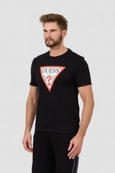 GUESS Czarny męski t-shirt bawełniany z dużym logo Clsc Tri Logo, Rozmiar XXL. Czarne t-shirty męskie Guess, l, z aplikacjami, z bawełny, bez kołnierzyka. W wyprzedaży za 90.99 zł.