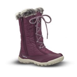 Buty turystyczne śniegowce dla dzieci Quechua SH500 Warm wodoodporne suwak. Brązowe śniegowce dziewczęce QUECHUA, sportowe, bez zapięcia. Za 159.99 zł.