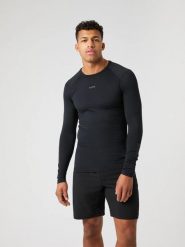 Bjorn_borg BORG SOFT COMPRESSION LS T-SHIRT czarny – BLACK BEAUTY. Czarne t-shirty męskie Björn Borg, m, bez wzorów, sportowe, bez kołnierzyka. Za 291.00 zł.