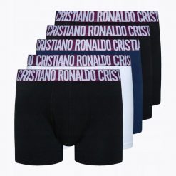 BOKSERKI MĘSKIE BAWEŁNIANE CRISTIANO RONALDO BIELIZNA ZESTAW 5 SZTUK S. Bokserki męskie CR7 Cristiano Ronaldo, m, bez wzorów, z bawełny. Za 140.10 zł.